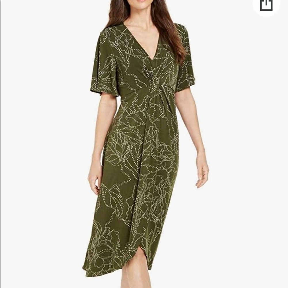 NEW~Alfani Womens Hi-Low Twist Front Maxi Dress Green